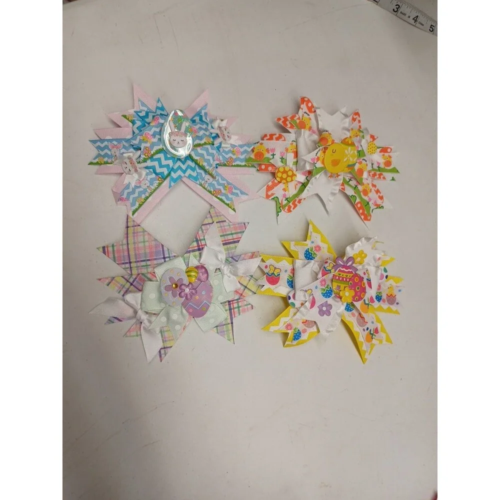 Lot Of 4 Easter Bunny Easter Egg Girls Hair Bows
